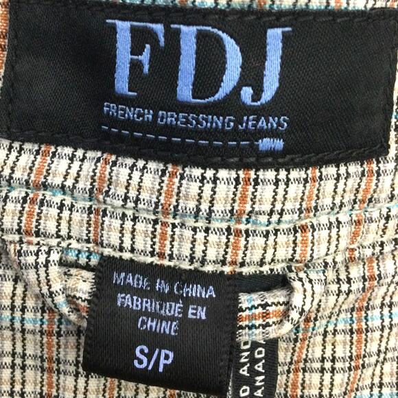 FDJ Fench Dressing Jeans Mock Collar Snap Up Roll Tab Plaid Zip Pocket Jacket S - Picture 8 of 15